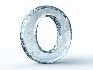 3D winter letter O made from ice and snowflakes

