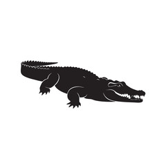 Silhouette of a menacing crocodile on the prowl with its razor teeth