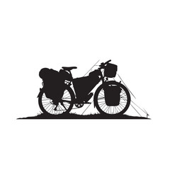 Obraz premium Old black vintage cycle silhouette vector illustration with wheel, pedal, and cartoon bicyclist