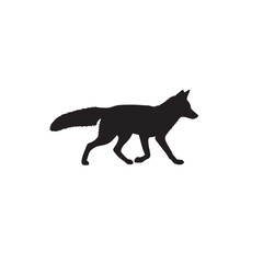 Elegant Silhouette of a Fox Trotting Across a Plain White Background