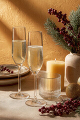 create festive new year  decoration scene set against clean solid background