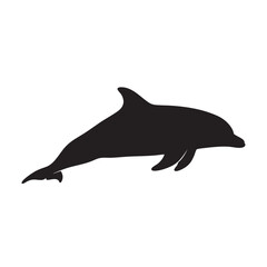 Black silhouette of a dolphin swimming gracefully in the ocean waters