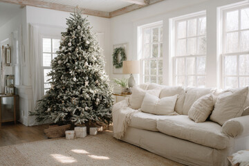 serene and minimalist celebration of christmas in usa focusing on simple yet elegant christmas tree adorned with