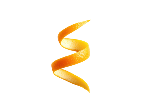 Vibrant orange peel spiral, a captivating citrus fruit design intricate