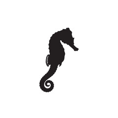 Elegant black silhouette of a seahorse against a clean white background © Bashir Ahammed