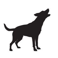 Silhouette of a Dog Howling Upwards with its Head in the Air
