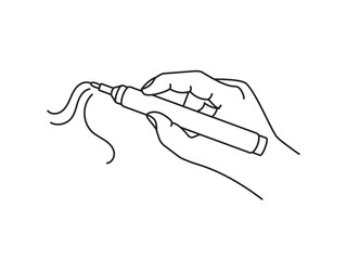 Hand holding a marker editable stroke. Outline icon isolated on white background. Vector illustration EPS 10.