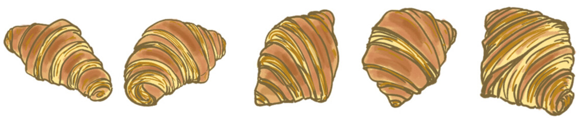 Delicious Golden Flaky Croissant Hand-Drawn Illustration