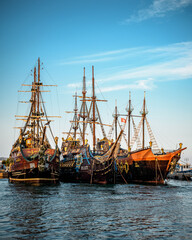 Fototapeta premium Pirate ships in harbour