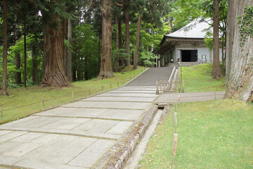 pavilion (konjikido) in a religious complex (chuson-ji) in hiraizumi in japan