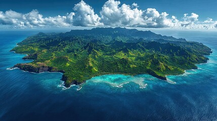 Fototapeta premium Lush island from above