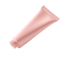 Pink cosmetic tube isolated on white, transparent