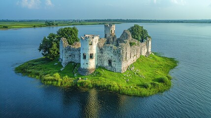 Ruined castle on an island