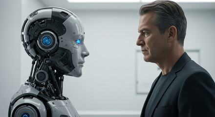 Human and Android Face to Face
