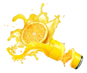 Fresh Orange Splash with Half Citrus and Vibrant Juice in Motion