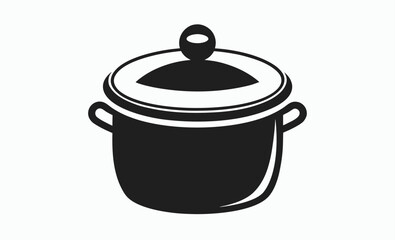 Cooking pot silhouette, kitchenware vector icon, cookware black illustration, vector pot icon silhouette illustration