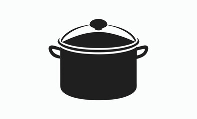 Cooking pot silhouette, kitchenware vector icon, cookware black illustration, vector pot icon silhouette illustration