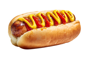 Classic hot dog with mustard and ketchup.