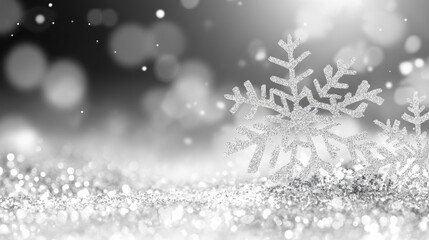 Obraz premium A gorgeous silver snowflake background for Christmas and New Year celebrations.