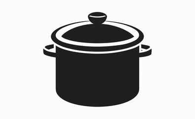 Cooking pot silhouette, kitchenware vector icon, cookware black illustration, vector pot icon silhouette illustration
