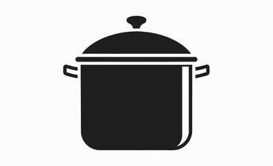 Cooking pot silhouette, kitchenware vector icon, cookware black illustration, vector pot icon silhouette illustration