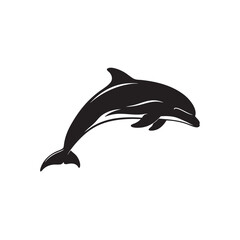 Fototapeta premium Monochromatic Dolphin Silhouette Displaying Grace and Agility Leaping Out of the Water