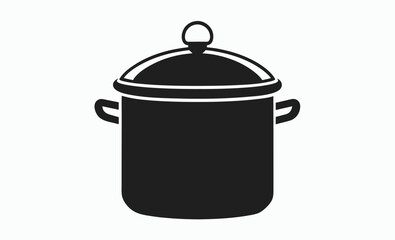 Cooking pot silhouette, kitchenware vector icon, cookware black illustration, vector pot icon silhouette illustration