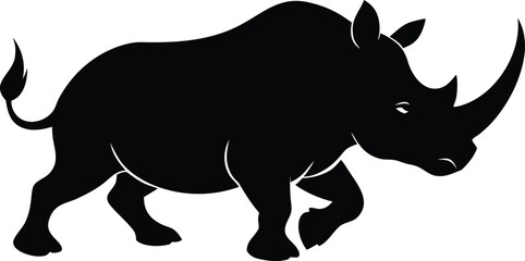 Powerful rhino silhouette in full charge ,wild nature scene