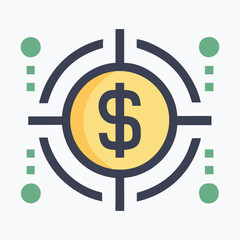 Obraz premium Golden 3D money bag with a dollar symbol icon: a vector illustration of wealth, finance, and investment