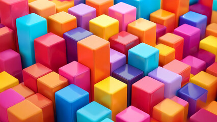 カラフルなキューブが並んでいる