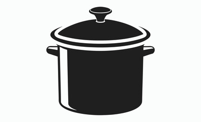 Cooking pot silhouette, kitchenware vector icon, cookware black illustration, vector pot icon silhouette illustration