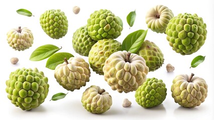Obraz premium Custard Apple or Sugar Apple Still Life on a White Background