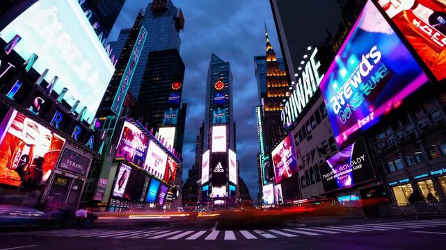 Dusk to Night in Times Square, New York