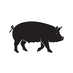 Fototapeta premium Pig Silhouette Isolated on White Background