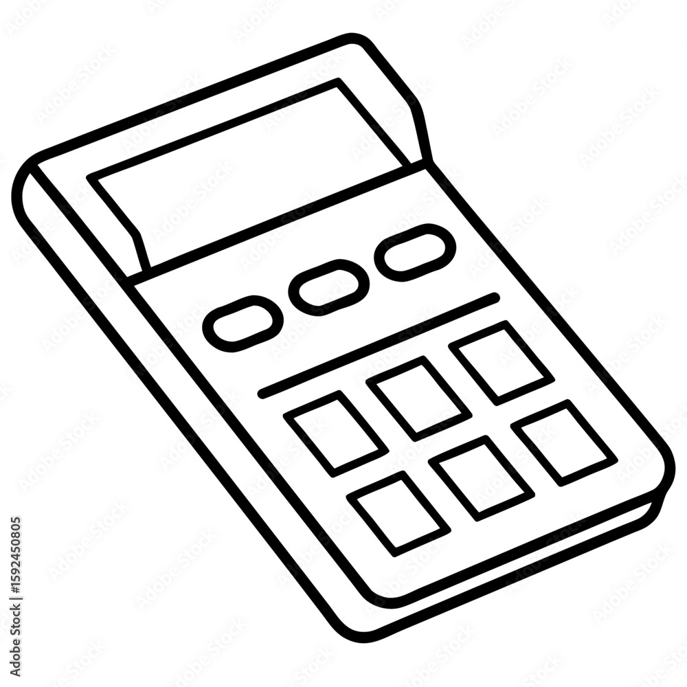Poster minimalist calculator icon drawn with a single continuous line