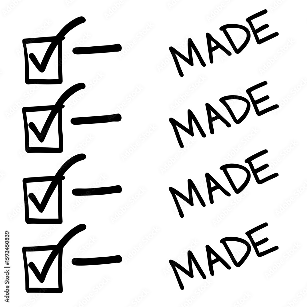 Poster simple single stroke checklist item with a completed checkmark graphic