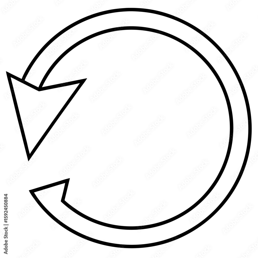 Poster single continuous line forms a circular arrow with a return loop