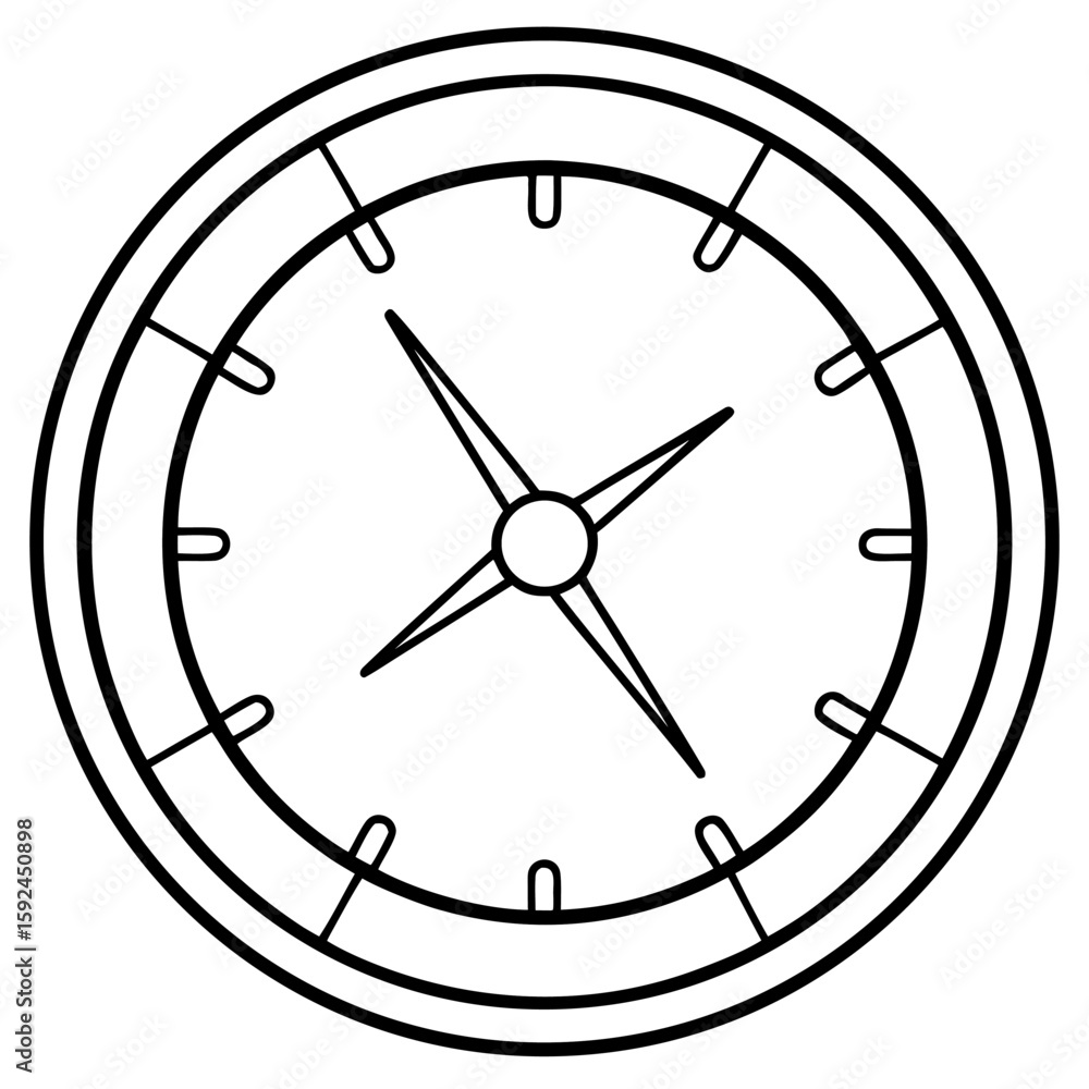 Poster minimalist clock face design rendered with a single continuous line