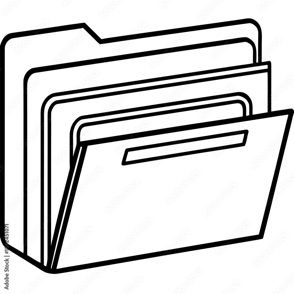 Poster simple one line illustration of a file folder for digital organization and data storage