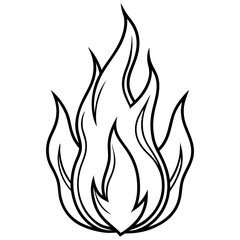 Minimalist single line drawing of a stylized fire flame