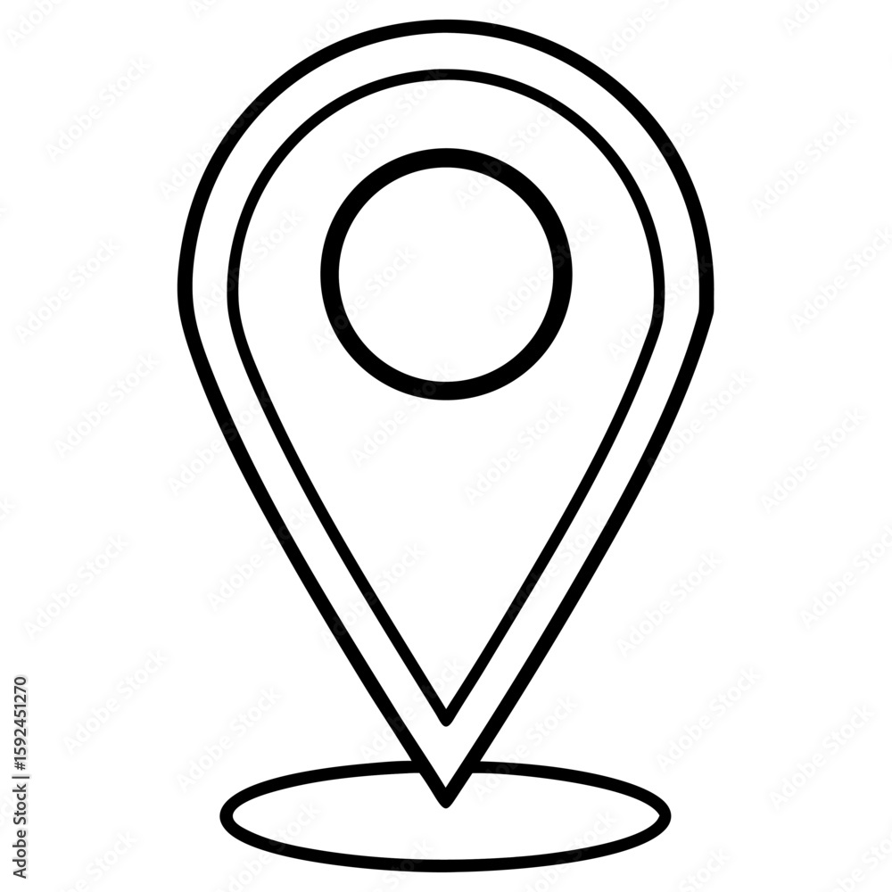 Poster simple single line location pin icon for navigation and mapping