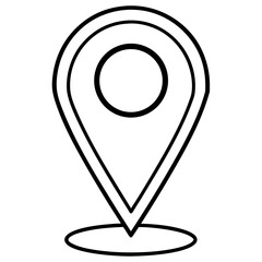 Simple single line location pin icon for navigation and mapping