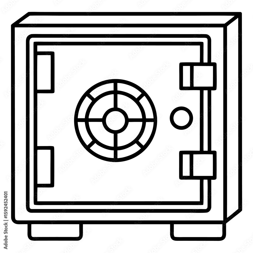 Aufkleber minimalist single line drawing of a secure vault for data protection
