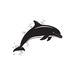 Obraz premium Playful Swimming Dolphin, Cute Marine Mammal Vector