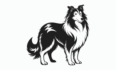 Collie dog silhouette, herding breed vector, domestic animal icon, Lassie dog silhouette vector illustration 