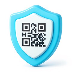 Secure qr code protected by a blue shield icon