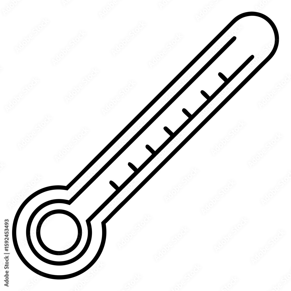 Poster simple thermometer icon with a single line for temperature measurement