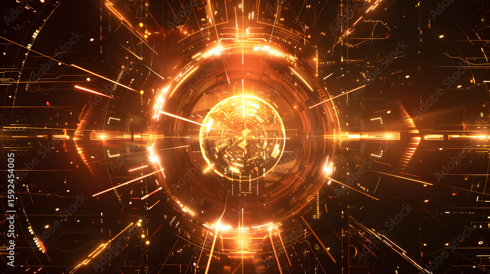 Poster abstract futuristic technology background with glowing lines and geometric shapes