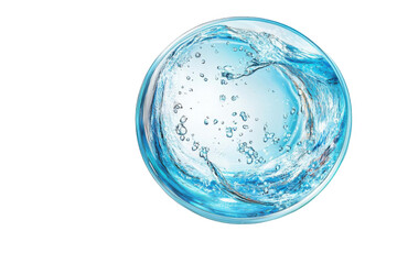 Water splash in round glass and Refreshing Purity Concept Theme