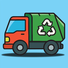 Cartoon a garbage truck vector icon